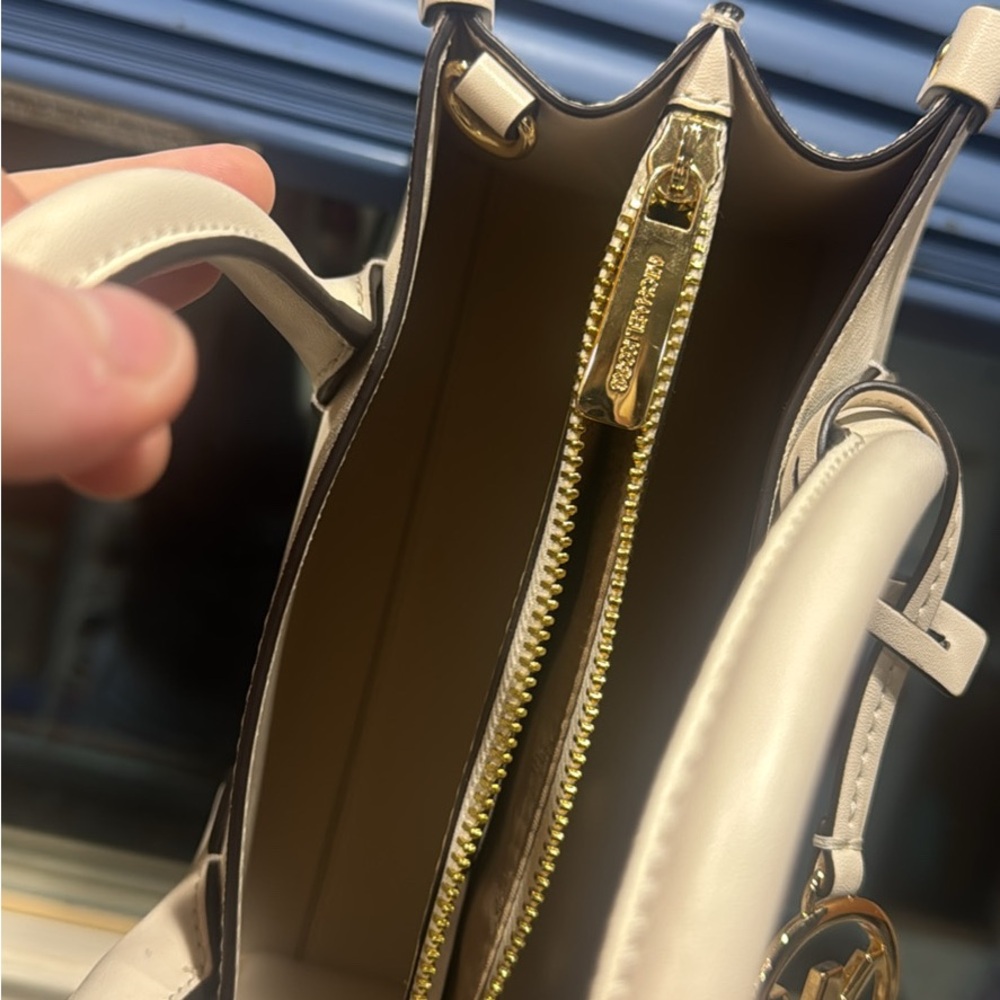 Michael Kors Cream Shoulder Bag with Gold Accents